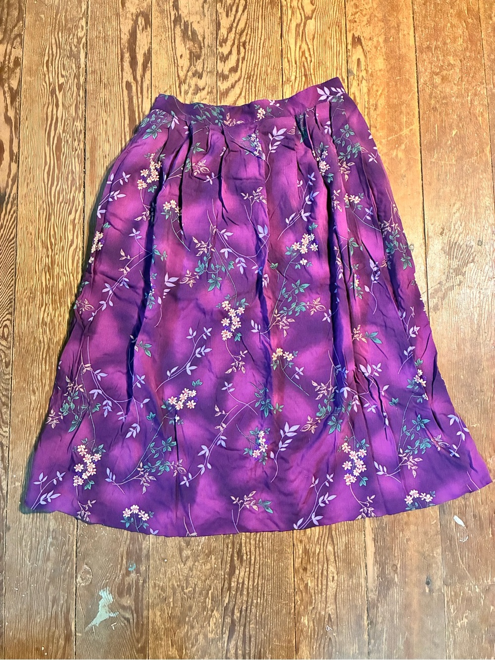Elegant Purple Floral Midi Skirt